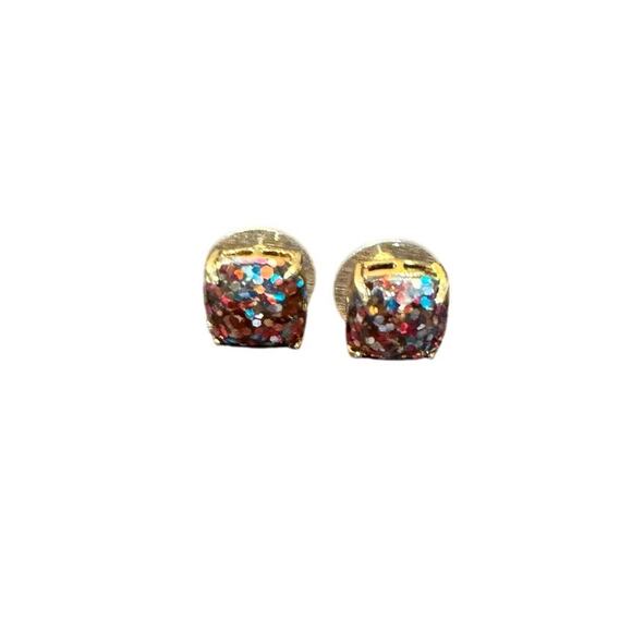 Stud Earrings / Kate Spade Glitter Stud Earrings / Sparkle / Rainbow NWOT - Picture 4 of 8